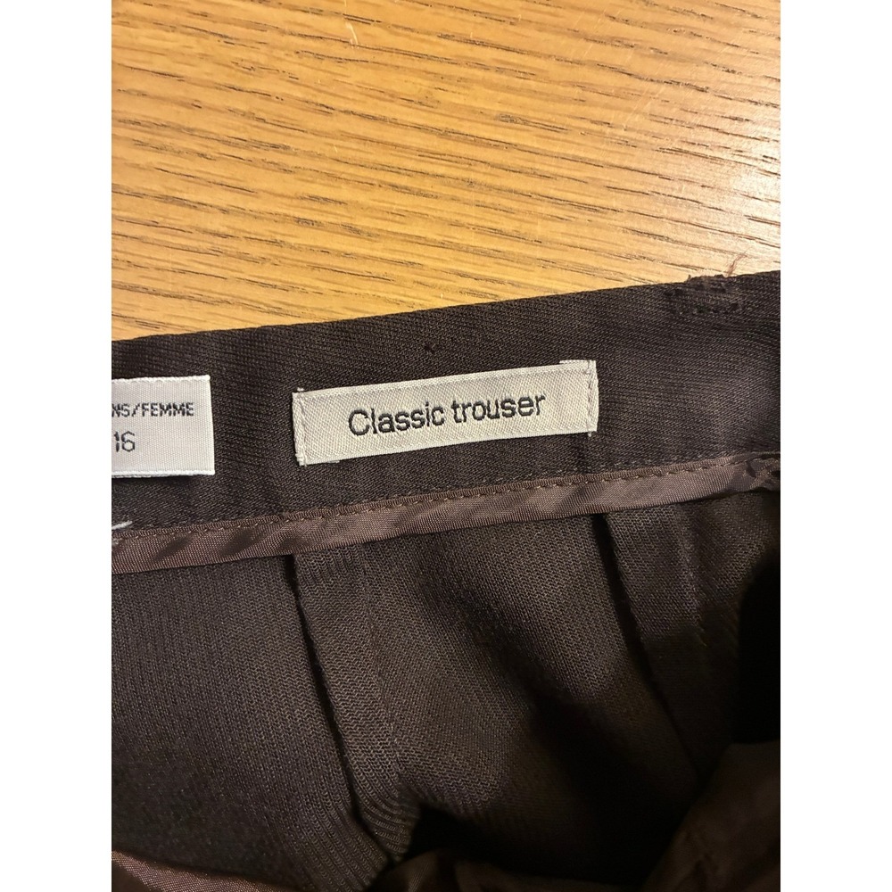 AKA Eddie Bauer Classic Trouser Dark Brown Pleated Wide Leg Pants Womens 16 - Picture 4 of 5